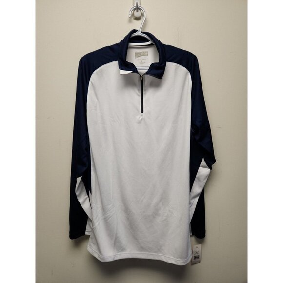 Pennant Sportswear Men's Pullover 3/4 zip collar  White Blue Large NEW - Picture 1 of 6